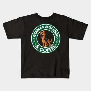 German Shepherd And Coffee Kids T-Shirt